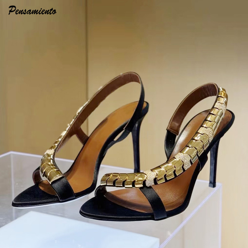 Summer Clothing For Petite Women - รองเท้าส้นสูงประดับเพชรหรูหรา ผ้าซาติน สายรัดข้อเท้า สไตล์กลาดิเอเตอร์ สำหรับผู้หญิง แฟชั่นฤดูร้อน