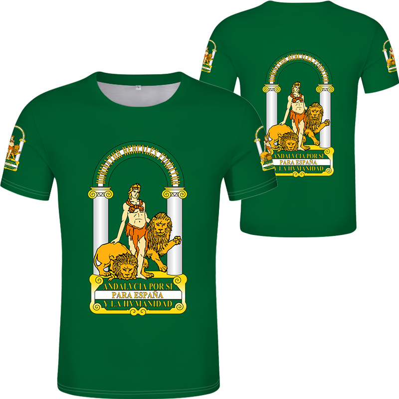 Summer Clothing In Spanish - Andalusia เสื้อยืดลายธงสเปนสำหรับผู้ชายเสื้อยืดพิมพ์ลายสัญลักษณ์3D ธงชาติสเปนเสื้อยืด malaga Granada Totem