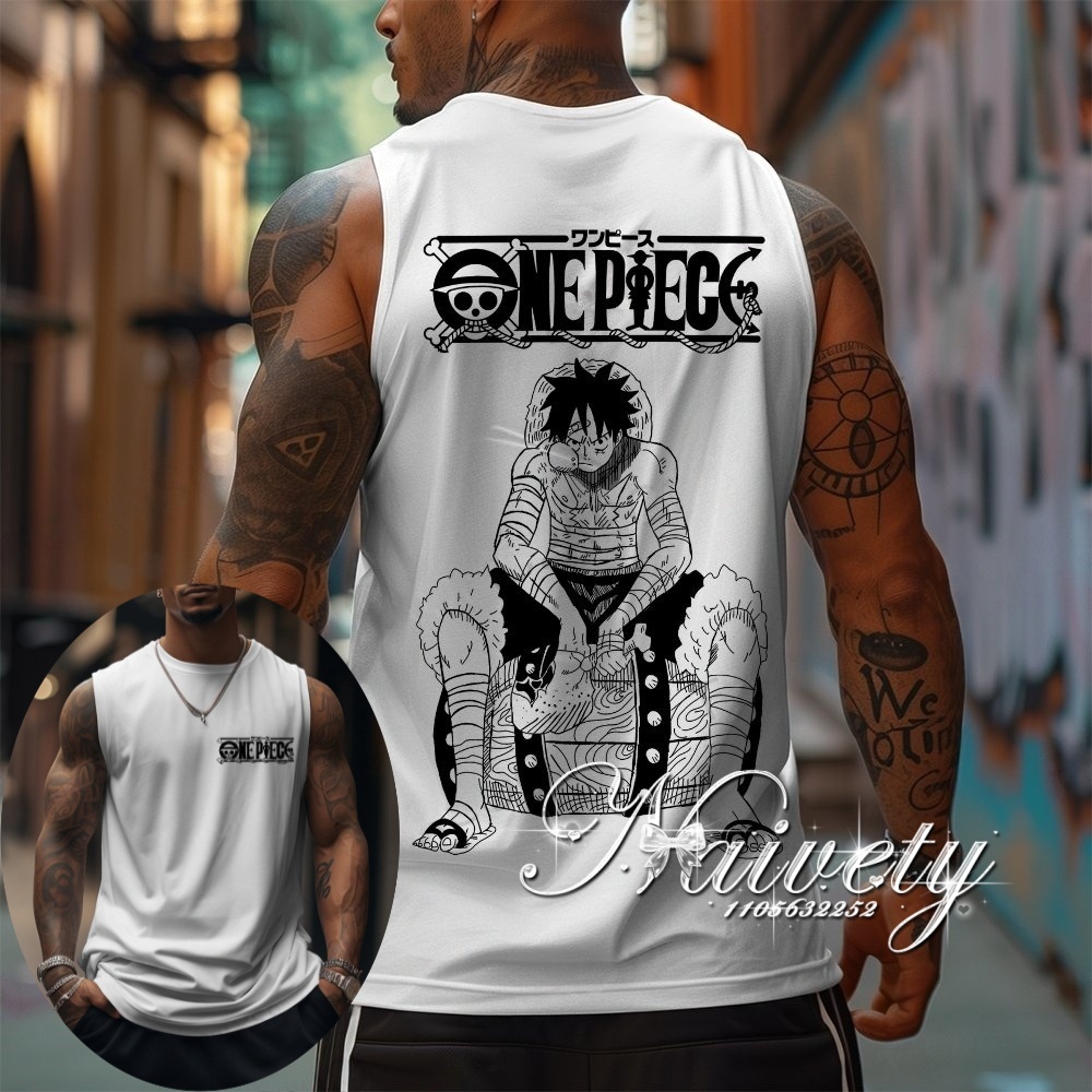Summer Edition Clothing - เสื้อกล้ามลายการ์ตูนลูฟี่ ซัมเมอร์ฮอต 2026 แบบไม่มีแขน แห้งเร็ว สำหรับผู้ชายและเด็ก