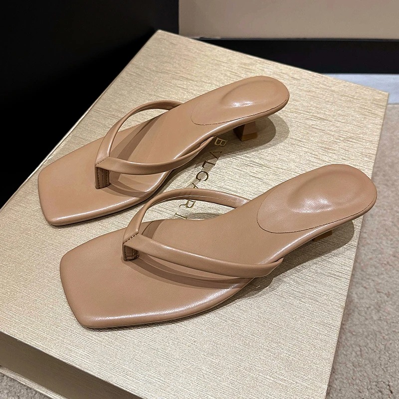 Summer Clothing Modest - รองเท้าแตะแบบหนีบสำหรับผู้หญิงใส่สบาย สไตล์ลำลอง เหมาะสำหรับใส่ในฤดูร้อน รองเท้าส้นเตี้ย รองเท้าส้นสูงแฟชั่นสำหรับผู้หญิง