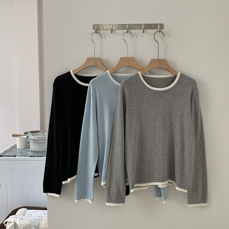 Summer Clothing Modest - เสื้อผู้หญิงคอโอ แขนยาว ผ้าฝ้าย 100% ดีไซน์สีตัดกัน ไซส์ใหญ่