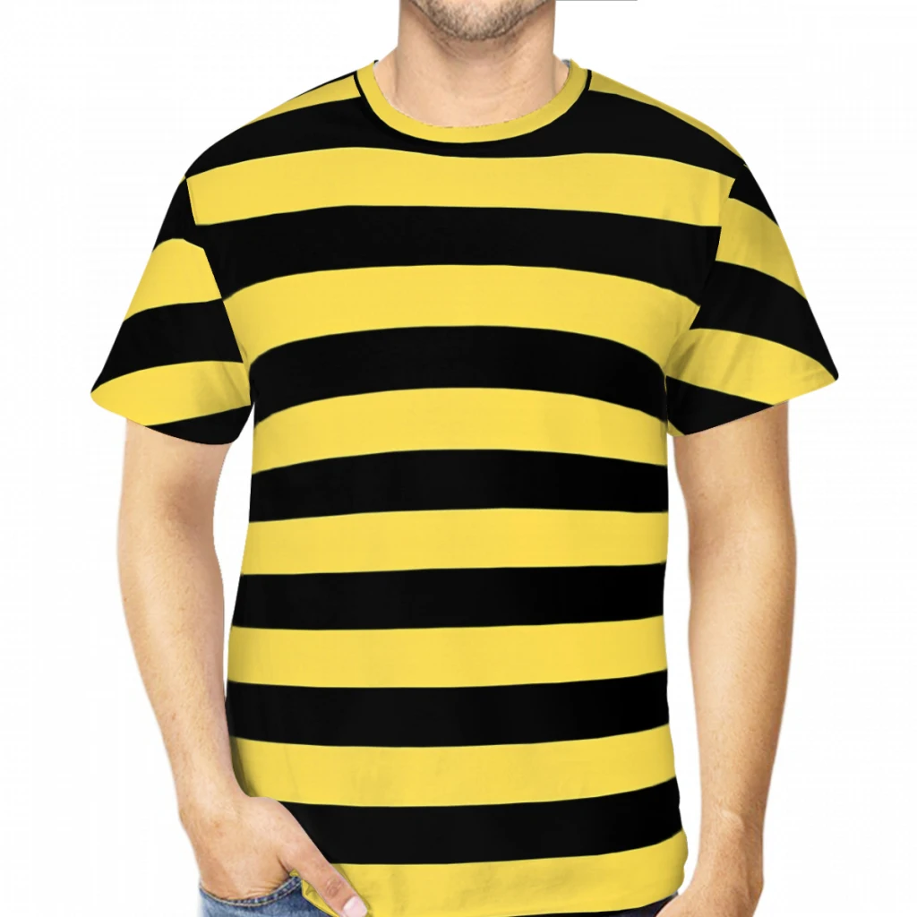 Yellow Summer Clothing - เสื้อยืดลายผึ้งสีดำเหลืองสำหรับผู้ชายผู้หญิง คอกลม แขนสั้น สไตล์ลำลอง ตลก น่ารัก