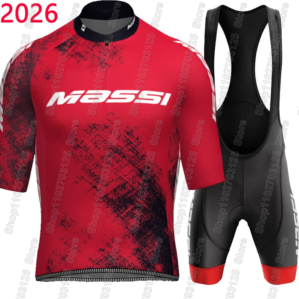 Summer Clothing In Spanish - ชุดเสื้อเจอร์ซีย์นักปั่นจักรยานทีม Massi 2026 ชุดเสื้อผ้าสเปนสำหรับผู้ชาย ชุดเสื้อปั่นจักรยานเสือหมอบ กางเกงปั่นจักรยานแบบมีสายรัดเอว