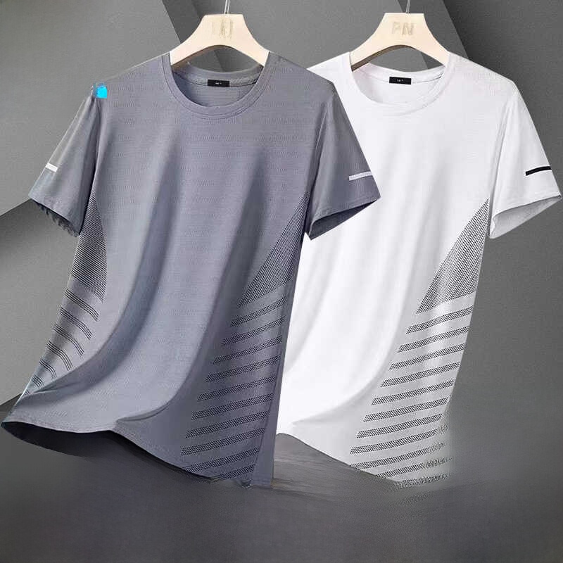 Summer Youth Clothing - เสื้อยืดแขนสั้นแห้งเร็วผู้ชายฤดูร้อนใหม่หลวมบางผ้าไหมน้ำแข็งระบายอากาศได้ดีชุดกีฬาแฟชั่นเยาวชนเสื้อผ้าป้องกันแสงแดด