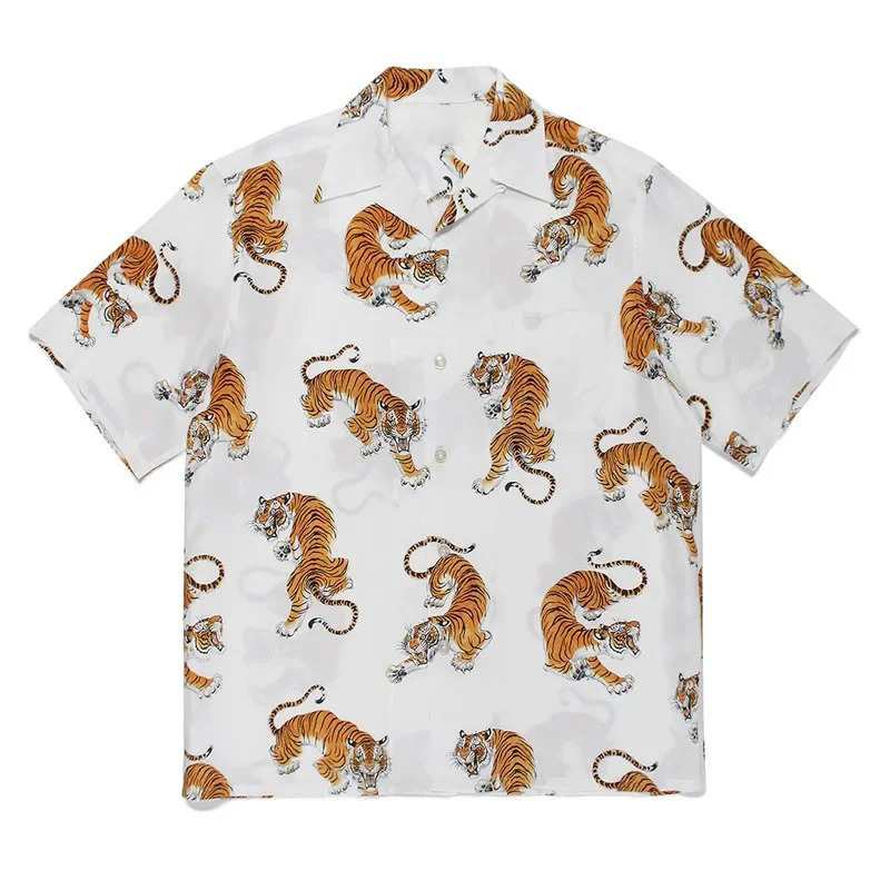Summer Clothing Recommendations - แนะนำเสื้อเชิ้ตลายเสือฤดูร้อนแขนสั้นสีดำสำหรับวันหยุดพักผ่อนที่ชายหาดเสื้อผ้าแฟชั่นย้อนยุคสำหรับผู้ชาย