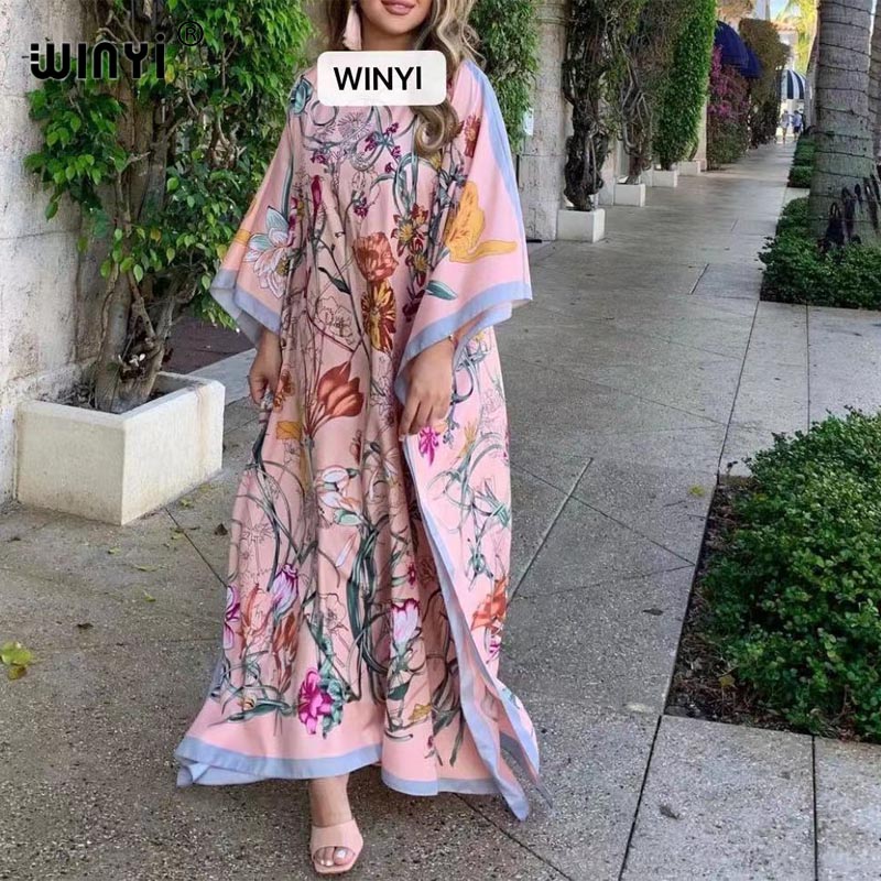 Summer Clothing Recommendations - แอฟริกาแฟชั่น Blogger แนะนำยอดนิยมพิมพ์ผ้าไหม Kaftan Maxi Dresses