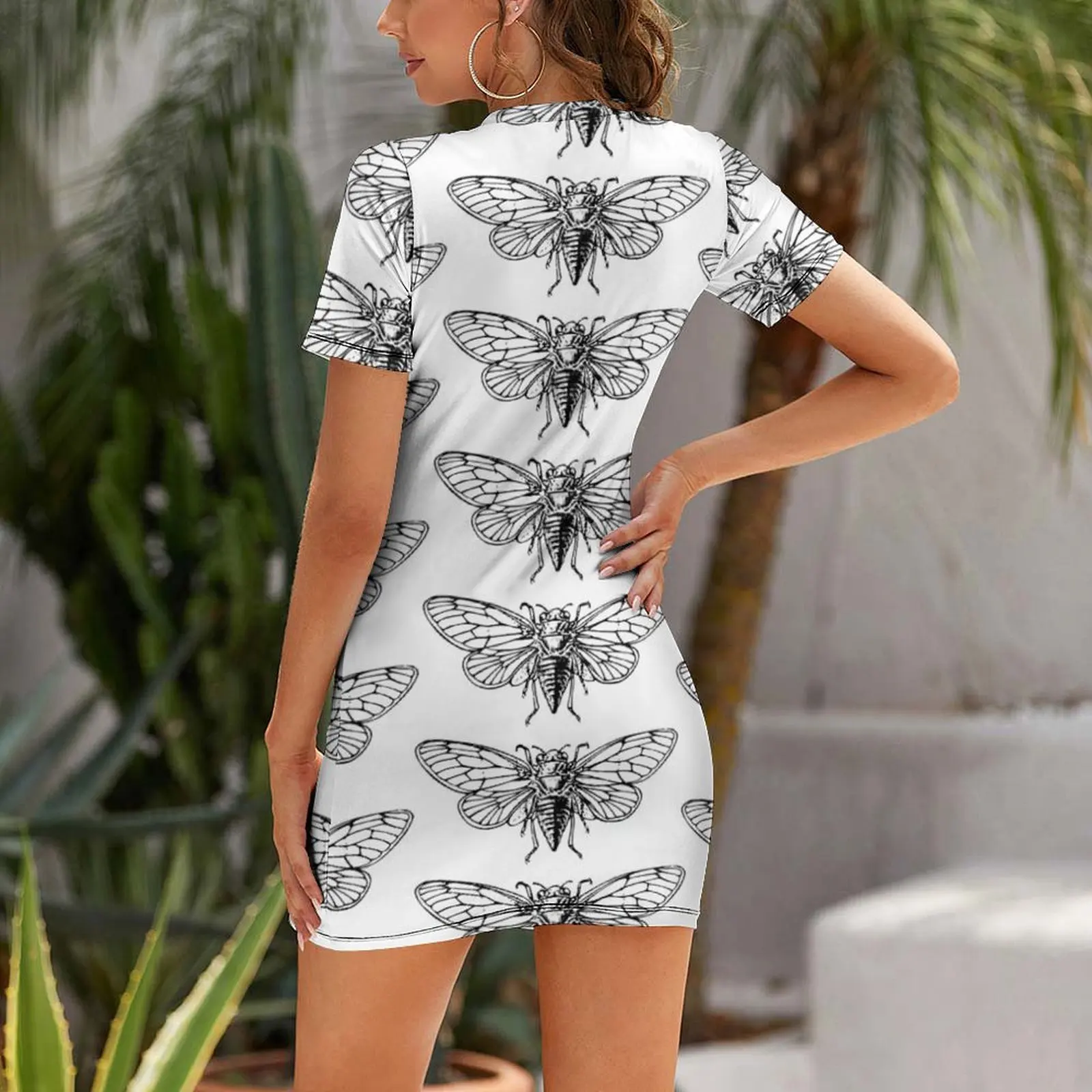 ชุดเดรสแขนสั้นลายจิ้งหรีดวินเท - Summer Clothing Drawing บทวิจารณ์และราคา