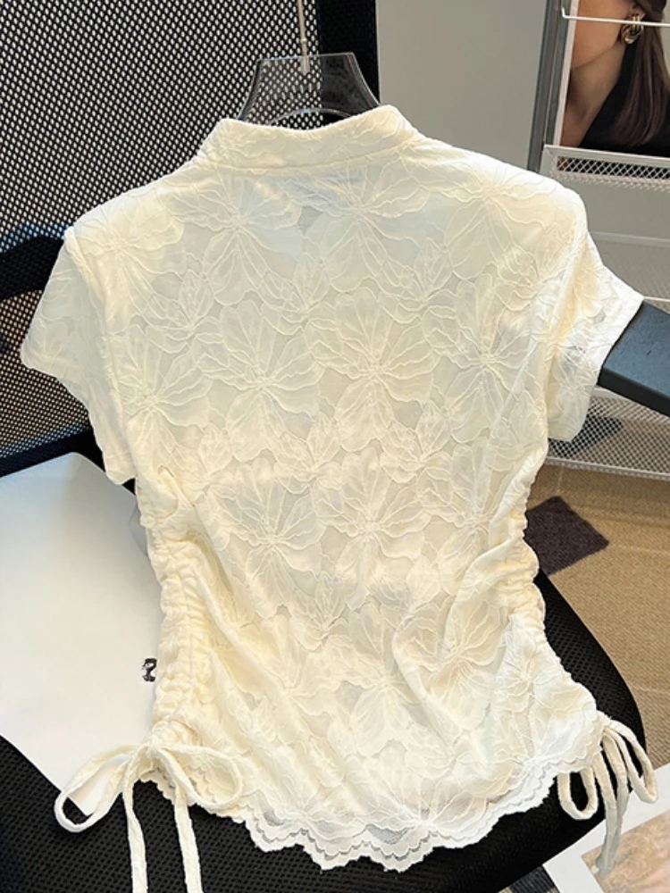 สไตล์จีนเสื้อคอแขนสั้นสีทึบ Dr - Summer Clothing Drawing บทวิจารณ์และราคา