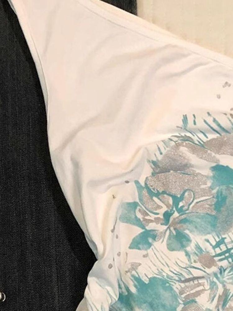 เสื้อครอปแขนกุดคอเฉียงเปิดไหล่ - Summer Clothing Drawing บทวิจารณ์และราคา