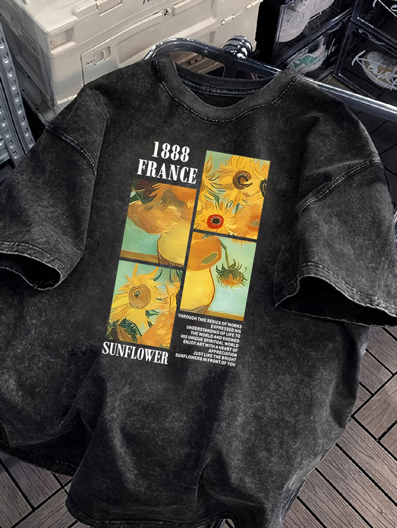 เสื้อยืดวินเทจลายวาดภาพดอกทานต - Summer Clothing Drawing บทวิจารณ์และราคา