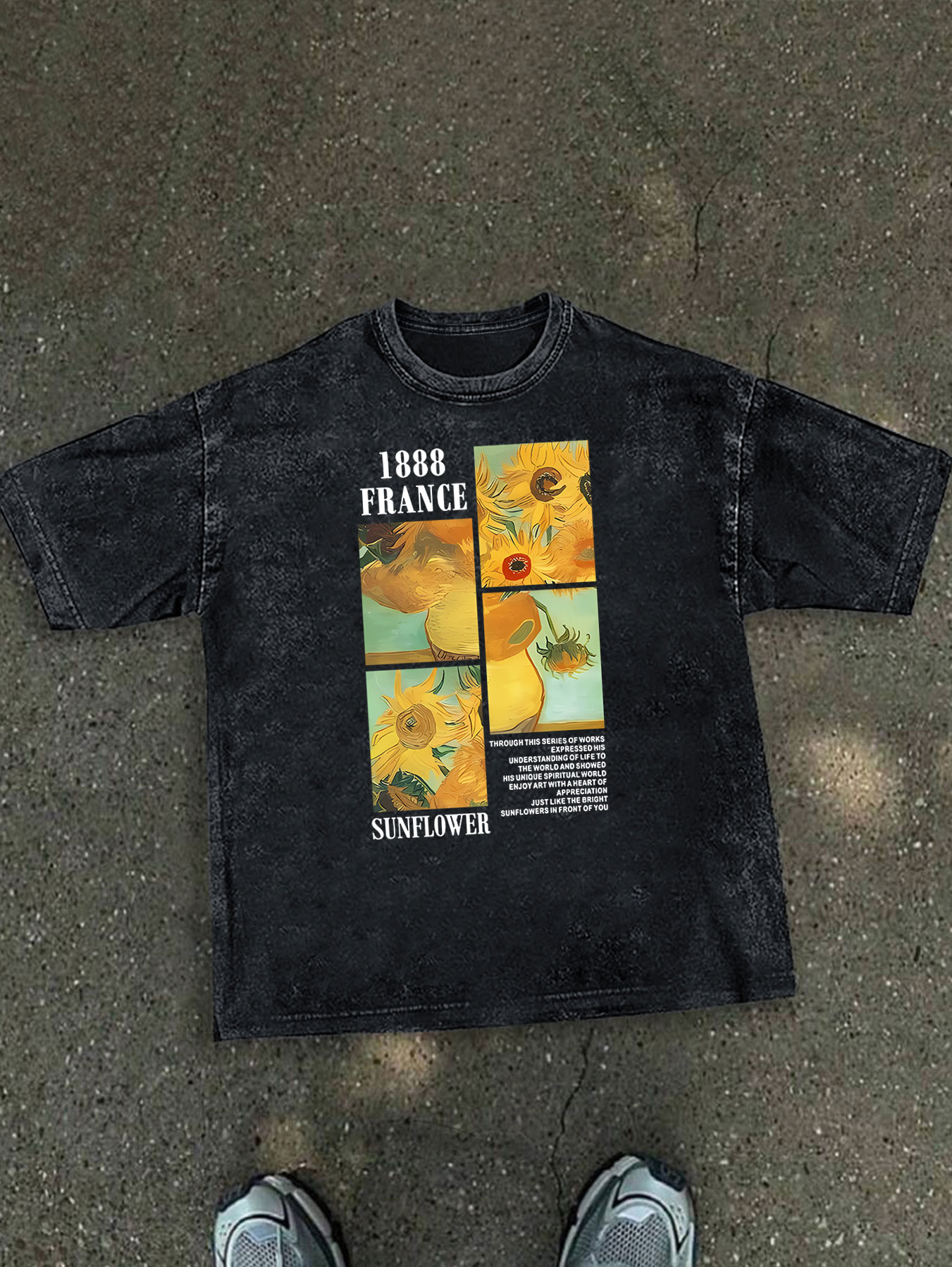 เสื้อยืดวินเทจลายวาดภาพดอกทานต - Summer Clothing Drawing บทวิจารณ์และราคา