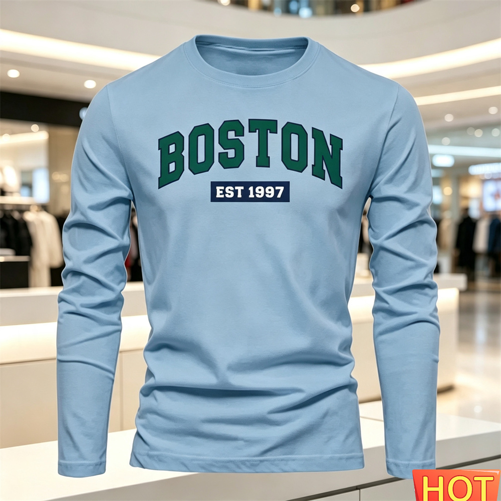 เสื้อยืดแขนยาวผู้ชายลายตัวอักษ - Summer Clothing Guys บทวิจารณ์และราคา