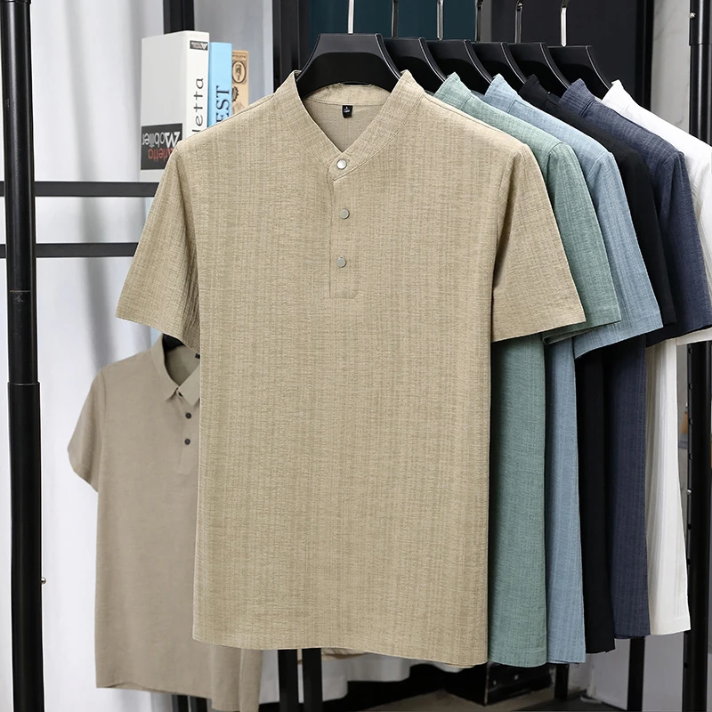 เสื้อเชิ้ตแขนสั้นคอจีนผ้าลินิน - Summer Clothing Guys บทวิจารณ์และราคา
