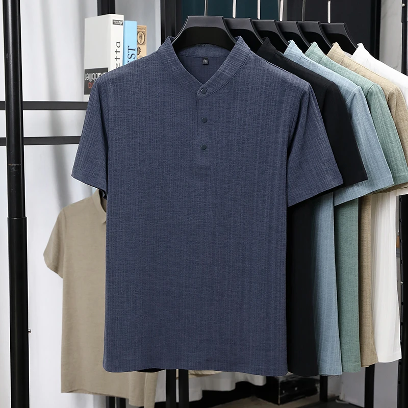 เสื้อเชิ้ตแขนสั้นคอจีนผ้าลินิน - Summer Clothing Guys บทวิจารณ์และราคา