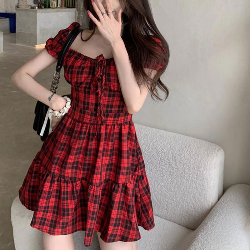 ลายสก๊อตสีแดงชุดมินิเสื้อผ้าผู - Summer Clothing Drawing บทวิจารณ์และราคา