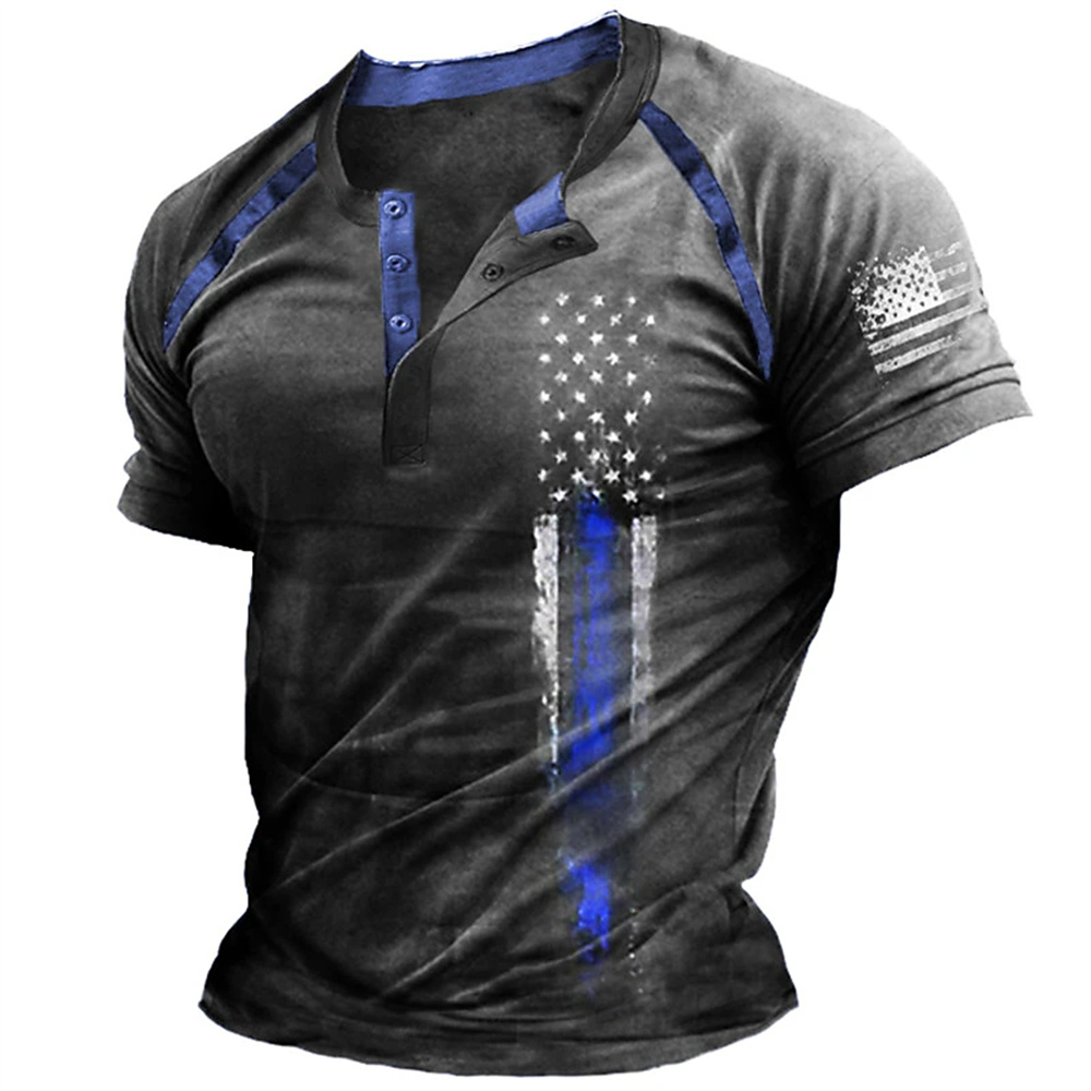 เสื้อเชิ้ตเฮนรี่พิมพ์ลายธงชาติ - Summer Clothing Guys บทวิจารณ์และราคา