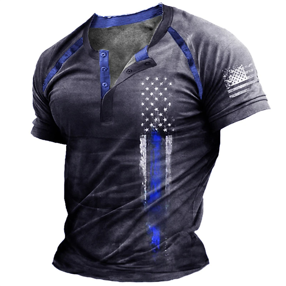 เสื้อเชิ้ตเฮนรี่พิมพ์ลายธงชาติ - Summer Clothing Guys บทวิจารณ์และราคา