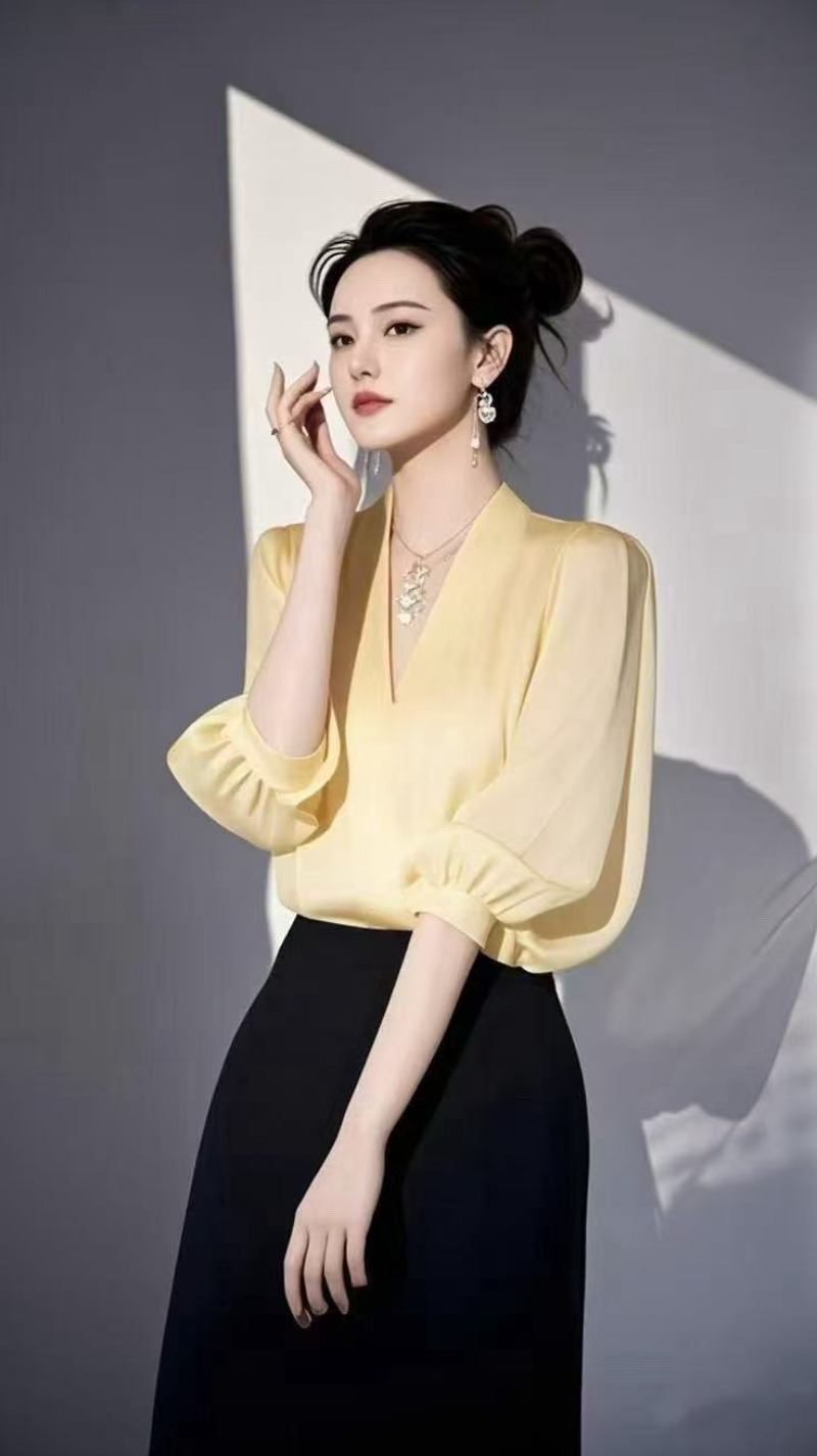 ผู้หญิงวินเทจเสื้อชีฟองเสื้อแฟ - Yellow Summer Clothing บทวิจารณ์และราคา