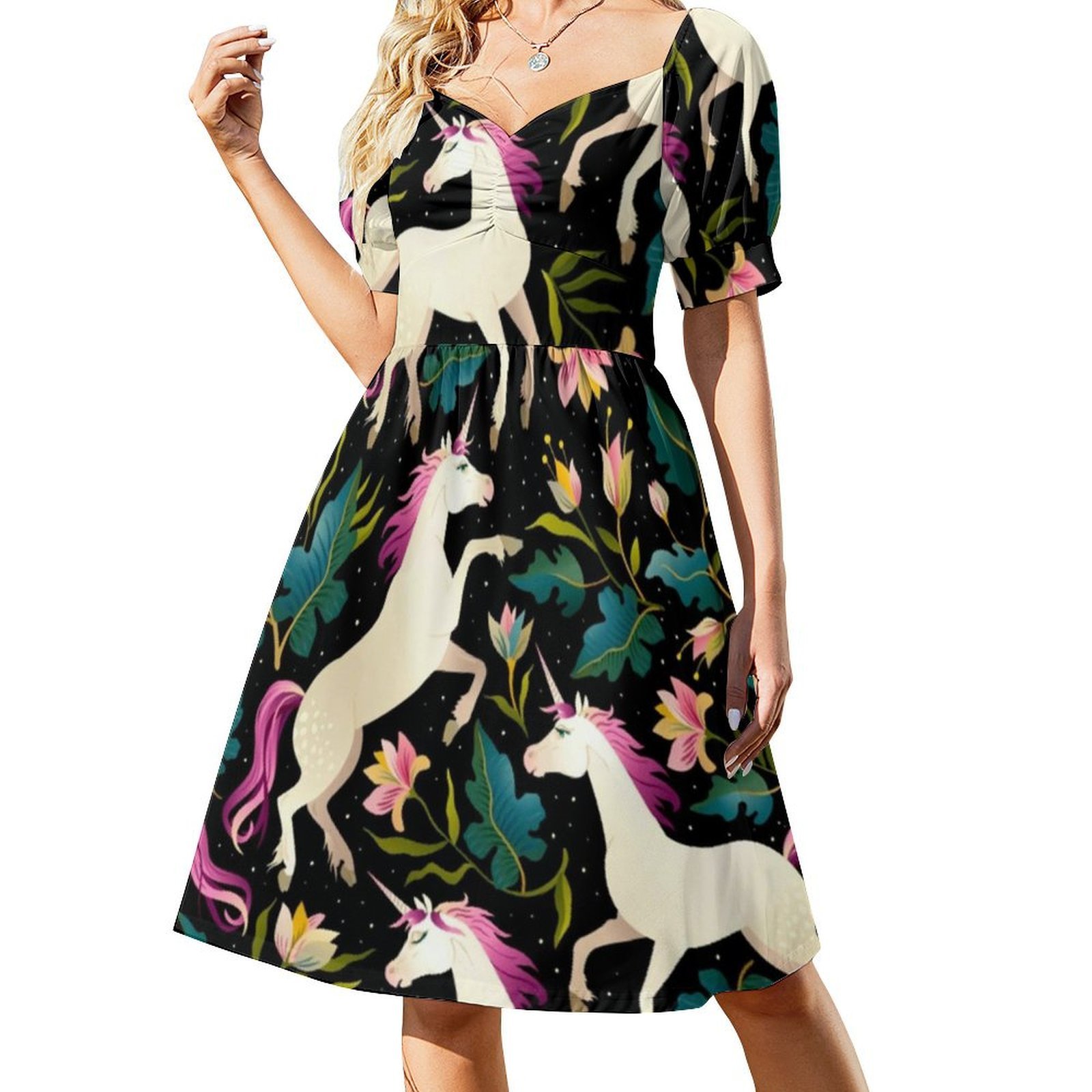ลายยูนิคอร์นสวยงาม ชุดเดรสสตรี - Summer Clothing Patterns บทวิจารณ์และราคา