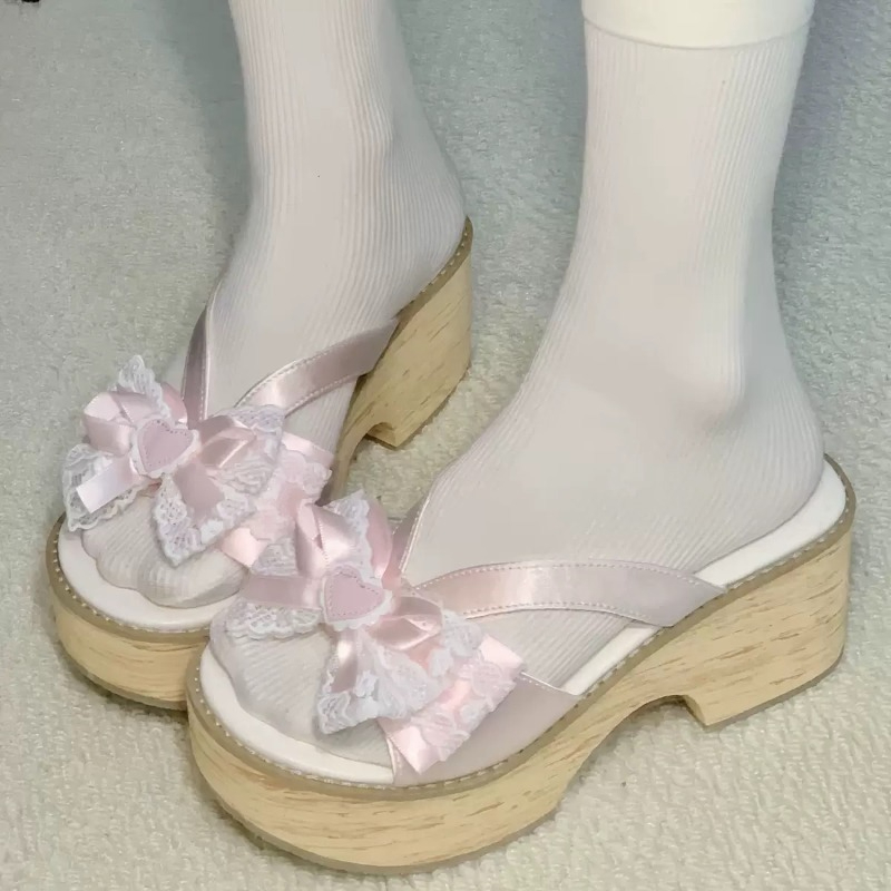 รองเท้าแตะพื้นหนาลายไม้ Sweet  - Summer Clothing For Petite Women บทวิจารณ์และราคา