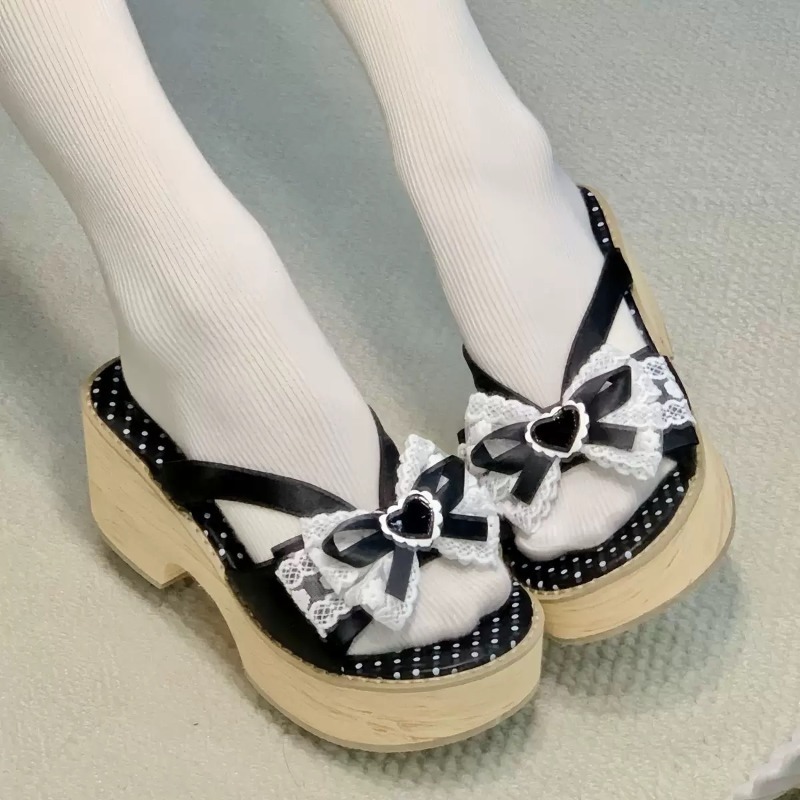 รองเท้าแตะพื้นหนาลายไม้ Sweet  - Summer Clothing For Petite Women บทวิจารณ์และราคา