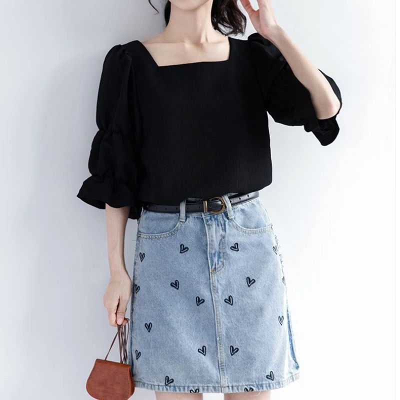 เสื้อเชิ้ตแขนสั้นจีบแบบเกาหลี  - Summer Youth Clothing บทวิจารณ์และราคา