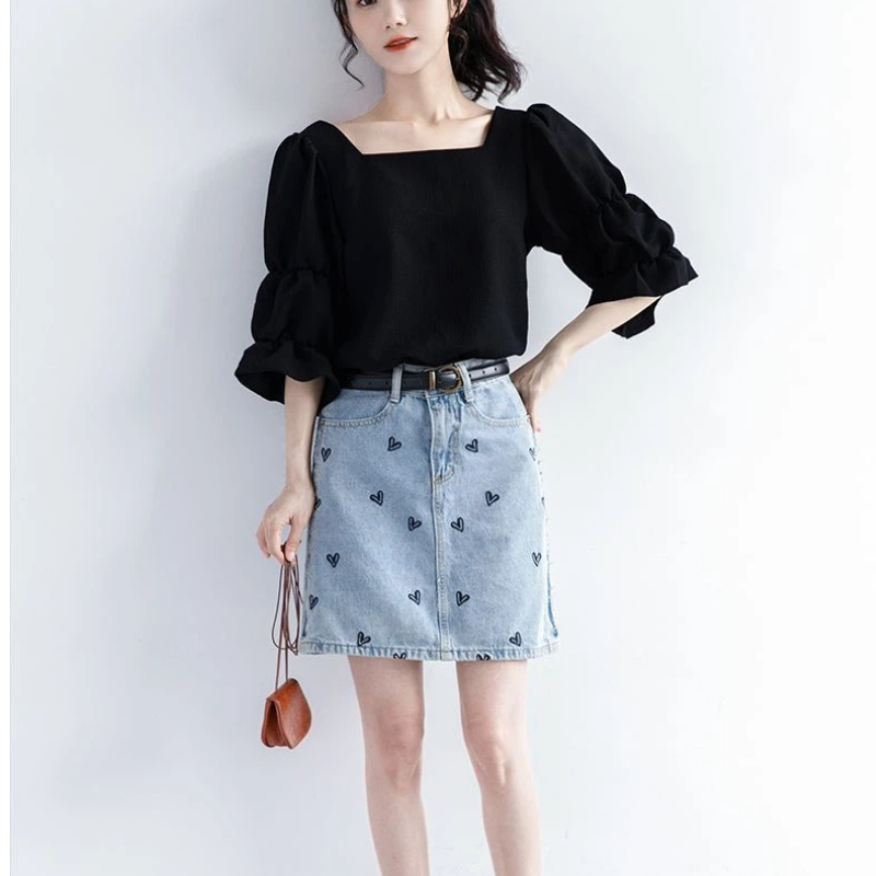 เสื้อเชิ้ตแขนสั้นจีบแบบเกาหลี  - Summer Youth Clothing บทวิจารณ์และราคา