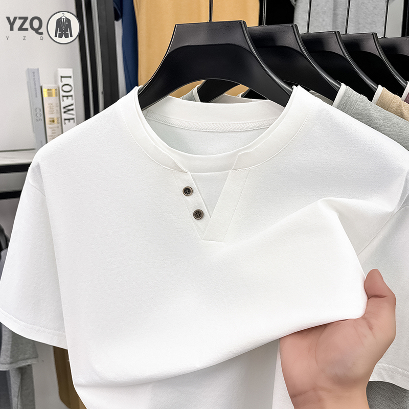 เสื้อยืดแขนสั้นผู้ชาย คอเฮนลีย - Summer Clothing Guys บทวิจารณ์และราคา